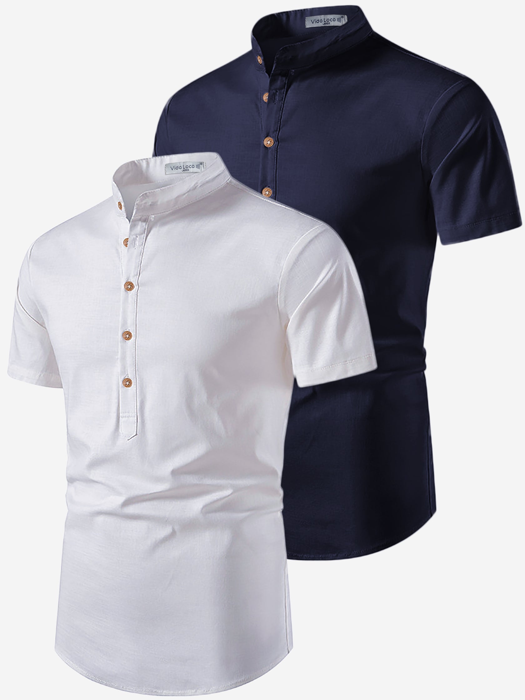 BLUE ROBED men's Casual Slim Fit Half Sleeve Cotton Kurta (Pack 2) Daily Wear in White view 7