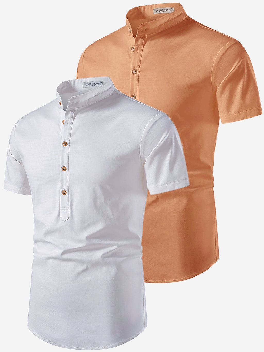 BLUE ROBED men's Casual Slim Fit Half Sleeve Cotton Kurta (Pack 2) Daily Wear in White view 8