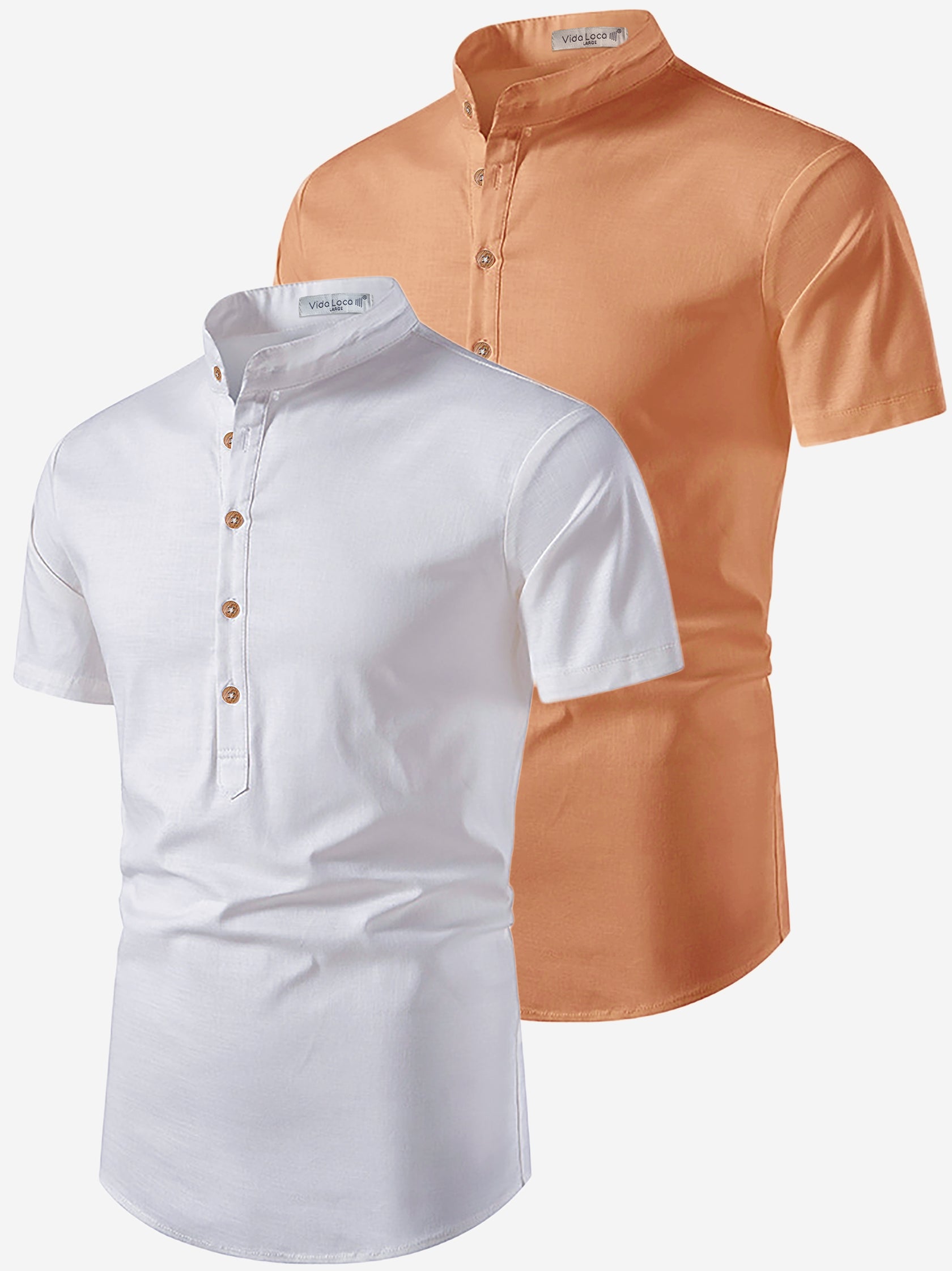 BLUE ROBED men's Casual Slim Fit Half Sleeve Cotton Kurta (Pack 2) Daily Wear in White view 8