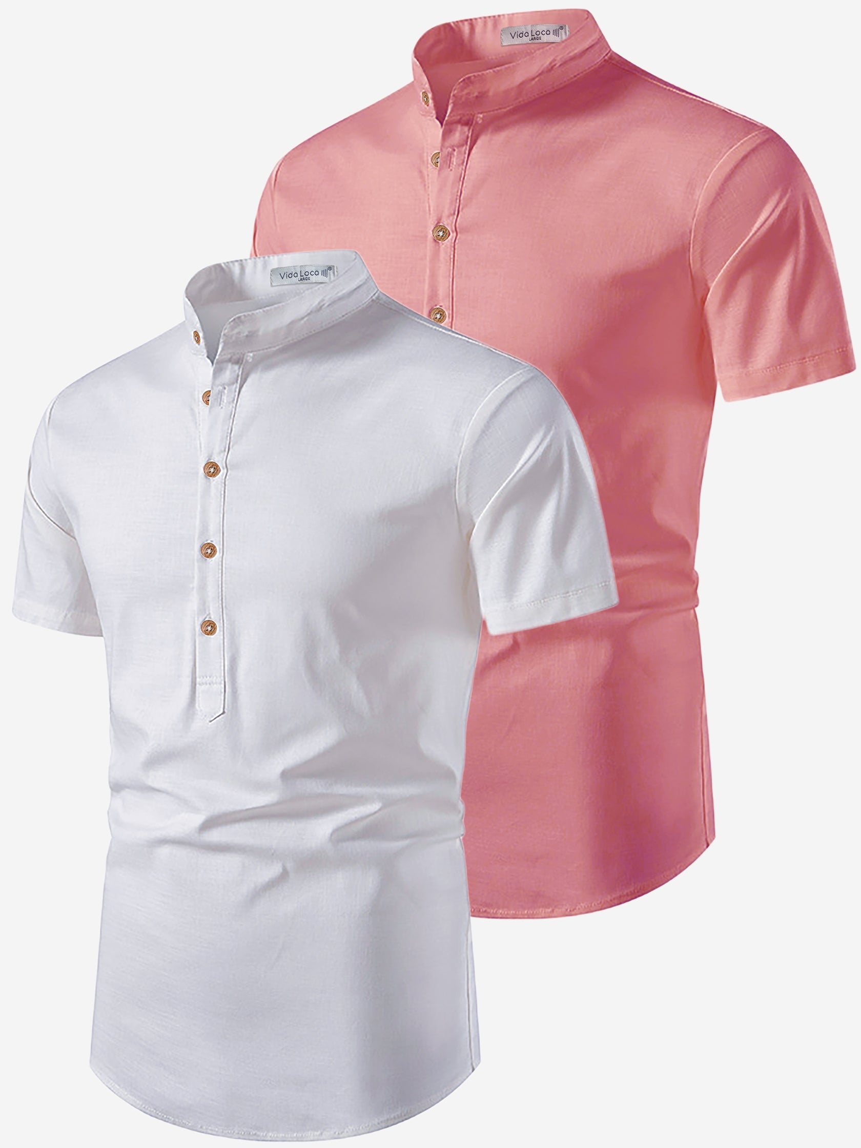 BLUE ROBED men's Casual Slim Fit Half Sleeve Cotton Kurta (Pack 2) Daily Wear in White view 9