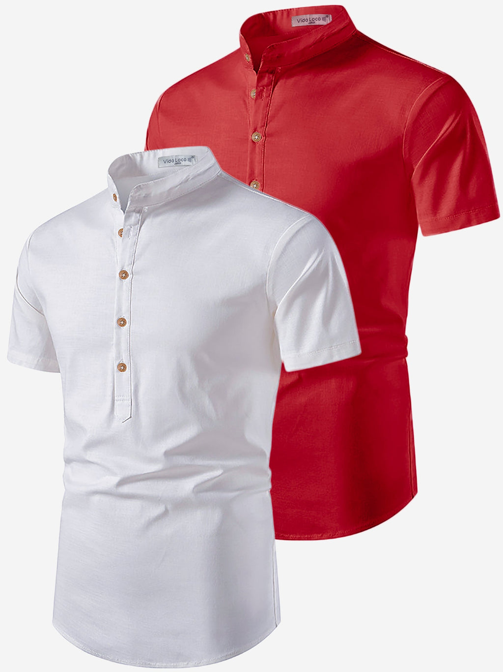 BLUE ROBED men's Casual Slim Fit Half Sleeve Cotton Kurta (Pack 2) Daily Wear in White view 12