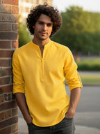 BLUE ROBED Full Sleeve Kurta for men Daily Wear in Yellow view 78