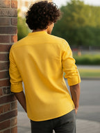 BLUE ROBED Full Sleeve Kurta for men Daily Wear in Yellow view 79