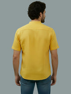 Half Sleeve Chinese Collar Cotton Slim Shirt for Men and Boys in Shirt For Men And White by BLUE ROBED, fabric detail