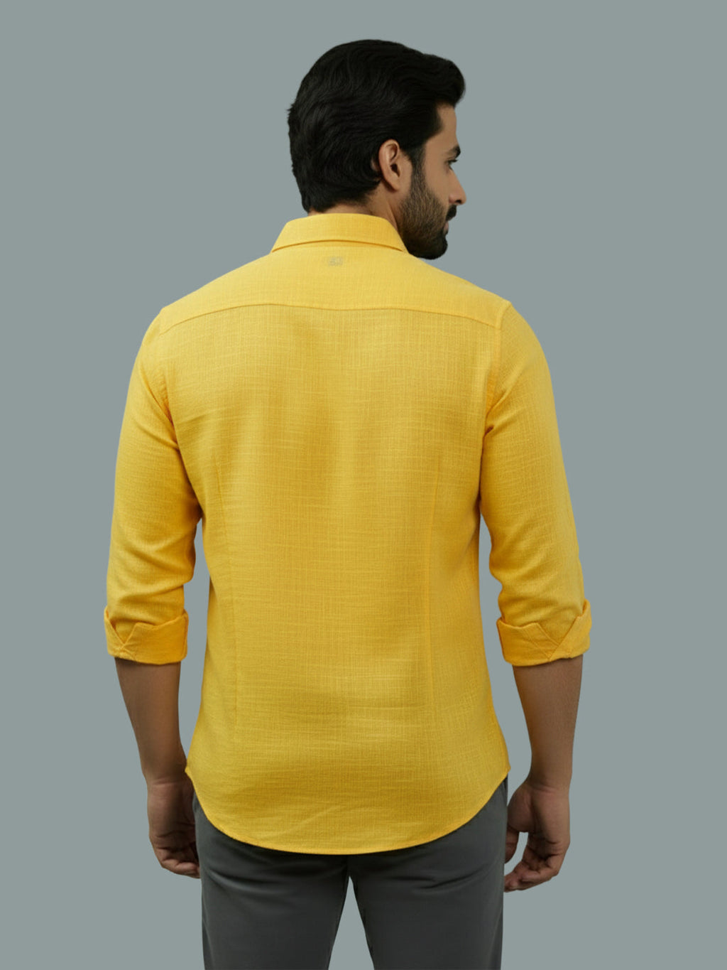 Full Sleeve Spread Collar Cotton Slim Shirt for Men and Boys in Shirt For Men And Green by BLUE ROBED, fabric detail