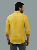 Full Sleeve Spread Collar Cotton Slim Shirt for Men and Boys in Shirt For Men And Green by BLUE ROBED, fabric detail