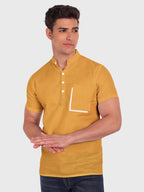 BLUE ROBED men's Casual Half Sleeve Slim Fit Kurta in Yellow view 11