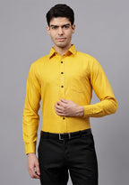 Men's Cotton Blend Slim Fit Formal Shirt in Beige by BLUE ROBED, fabric detail