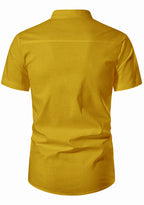 BLUE ROBED men's Half Sleeve Casual Cotton Kurta Office Wear in Yellow view 50