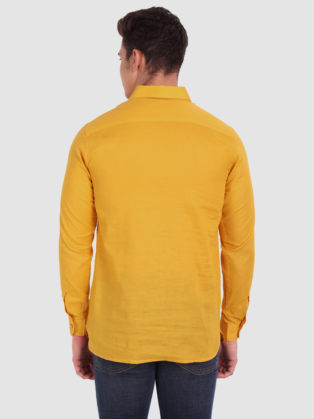 BLUE ROBED men's Full Sleeve Casual Cotton Kurta in Yellow style A view 8