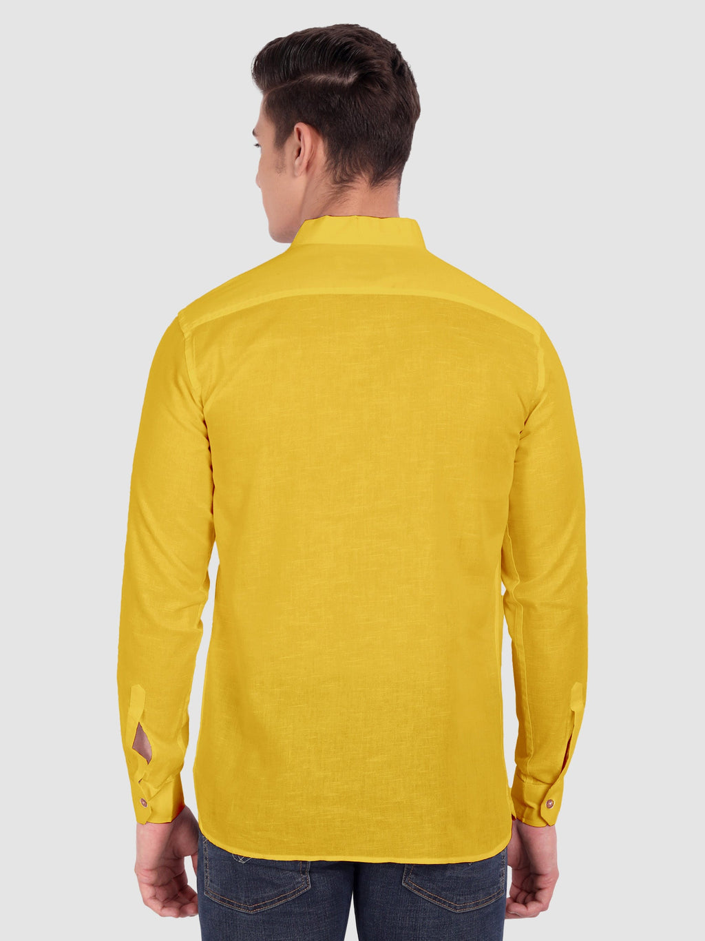 BLUE ROBED men's Casual ZIP Style Full Sleeve Cotton Kurta in Yellow view 73