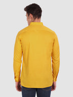 BLUE ROBED men's Casual Slim Fit Full Sleeve Cotton Kurta in Yellow view 35
