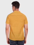BLUE ROBED men's Casual Half Sleeve Slim Fit Kurta in Yellow view 13