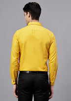Men's Cotton Blend Slim Fit Formal Shirt in Beige by BLUE ROBED, back view