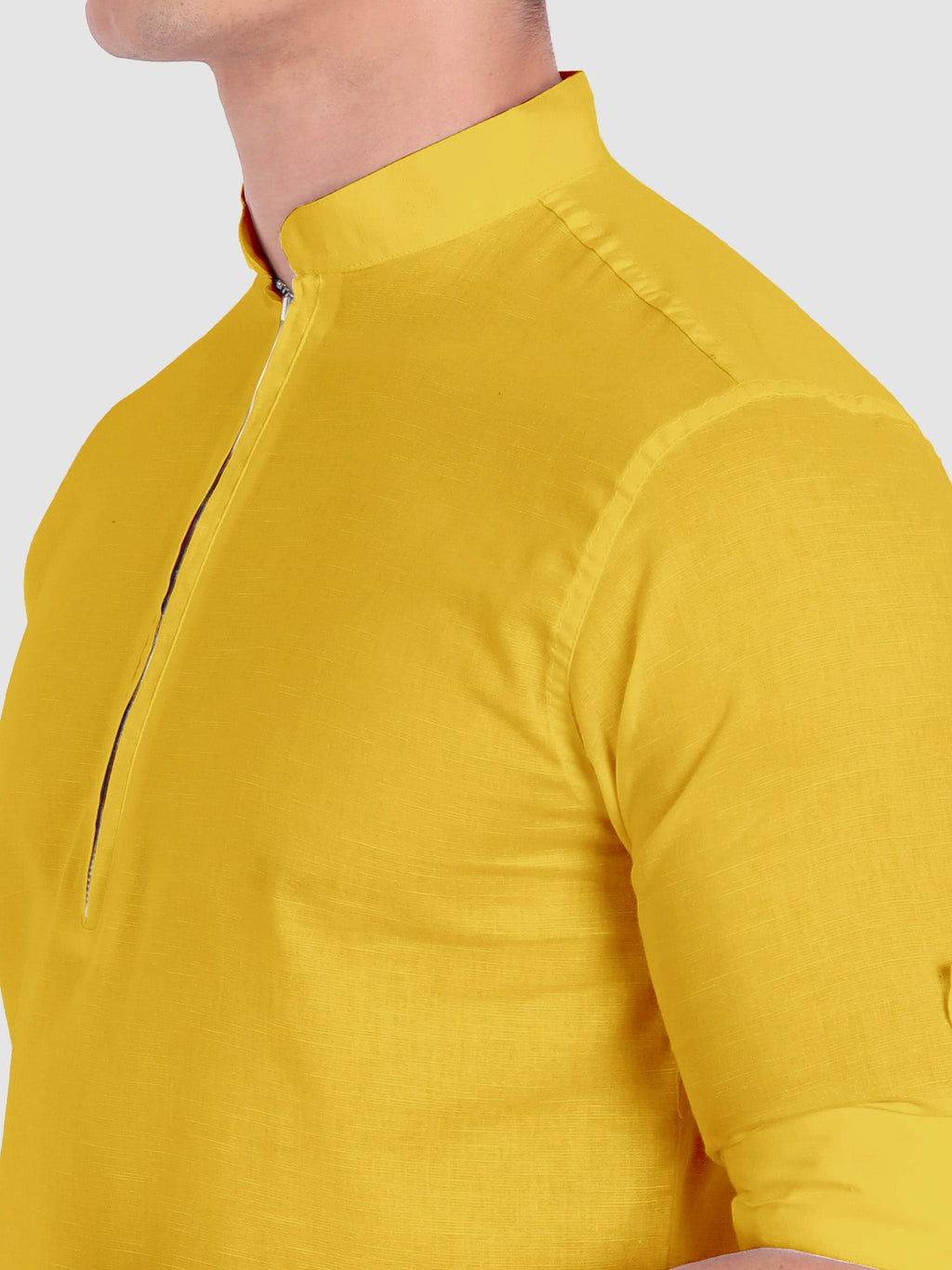 BLUE ROBED men's Casual ZIP Style Full Sleeve Cotton Kurta in Yellow view 74