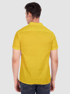 BLUE ROBED men's Half Sleeve Casual Cotton Kurta Daily Wear in Yellow view 60