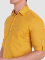 BLUE ROBED men's Full Sleeve Casual Cotton Kurta in Yellow view 9