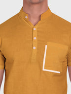 BLUE ROBED men's Casual Half Sleeve Slim Fit Kurta in Yellow view 14