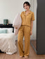 Women’s Mustard Gold Linen Lounge Co-ord Set | Relaxed Fit Nightwear & Casual Wear