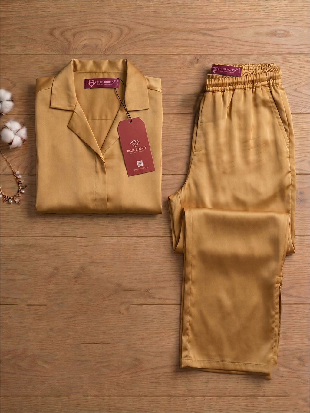 Women’s Mustard Gold Linen Lounge Co-ord Set | Relaxed Fit Nightwear & Casual Wear