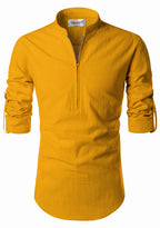 BLUE ROBED men's Casual ZIP Style Full Sleeve Kurta in Yellow view 75