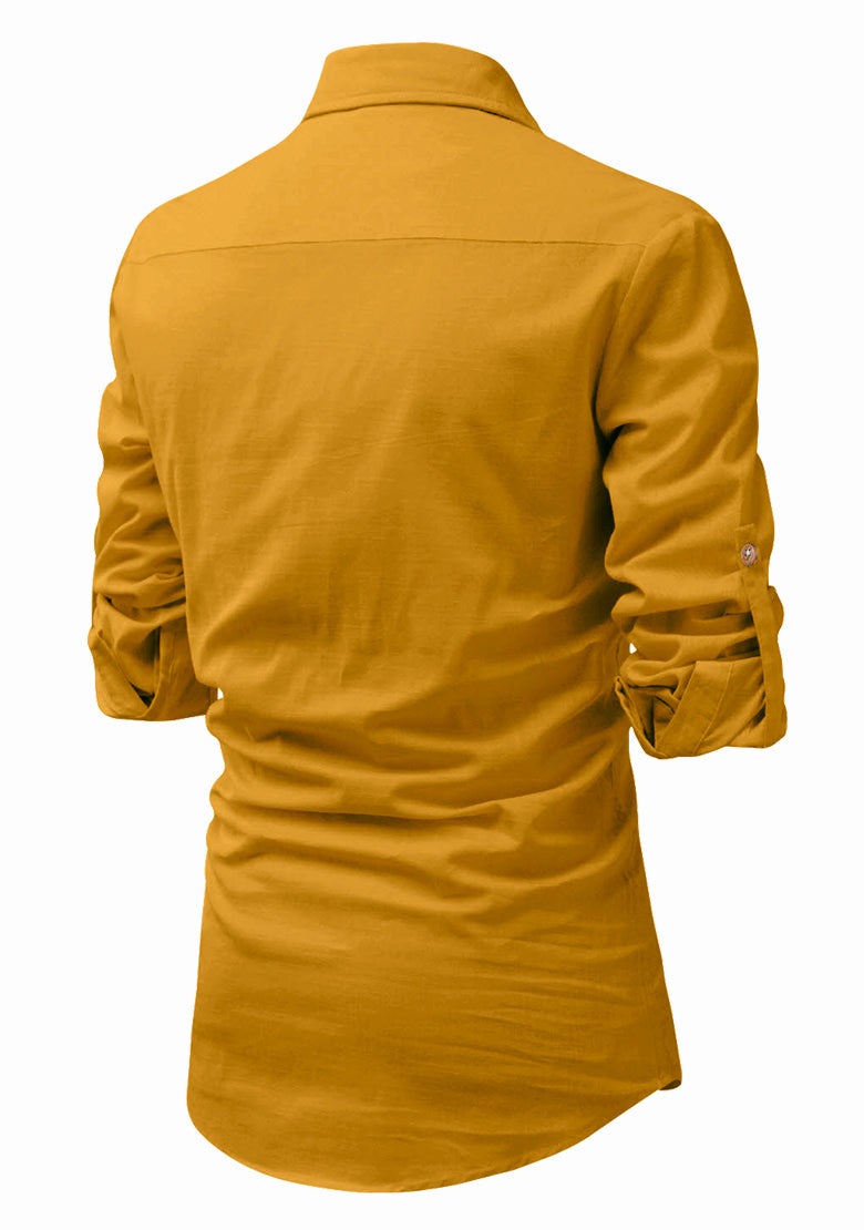 BLUE ROBED men's Full Sleeve Casual Cotton Kurta in Yellow view 2
