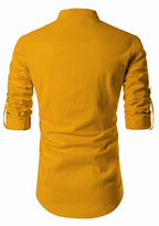 BLUE ROBED men's Casual ZIP Style Full Sleeve Kurta in Yellow view 76