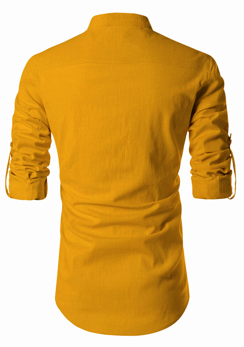 BLUE ROBED men's Casual ZIP Style Full Sleeve Kurta in Yellow view 76