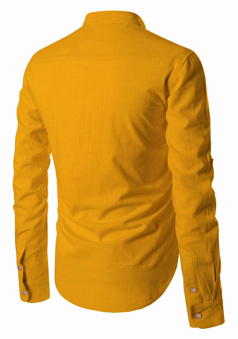 BLUE ROBED men's Casual ZIP Style Full Sleeve Kurta in Yellow view 78