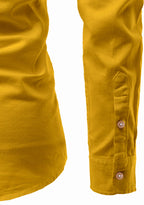 BLUE ROBED men's Casual Slim Fit Full Sleeve Double Pocket Cotton Kurta in Yellow view 68