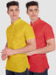 BLUE ROBED men's Casual Slim Fit Half Sleeve Cotton Kurta (Pack 2) in Yellow view 8