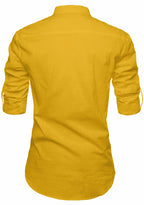 BLUE ROBED men's Casual Slim Fit Full Sleeve Kurta in Yellow Dark view 131