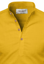 BLUE ROBED men's Casual Slim Fit Full Sleeve Kurta in Yellow Dark view 133