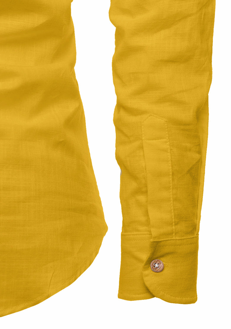 BLUE ROBED men's Casual Slim Fit Full Sleeve Kurta in Yellow Dark view 135